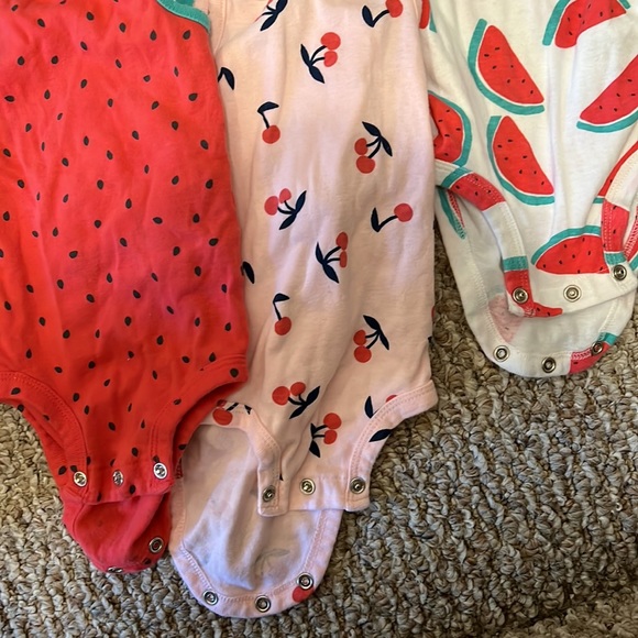 CARTERS 6M SET OF 5 SNAP CLOSURE TANKS - POLKA DOTS, CHERRIES, and WATERMELON - Picture 5 of 6